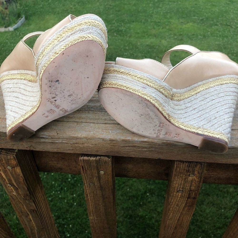 Rachel Zoe peep toe nude wedge buckle heels, size 7.5 - Picture 9 of 12